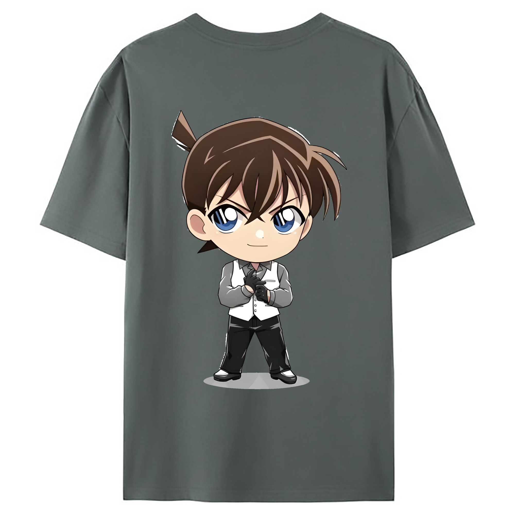 （画像用） 名探偵コナン 江戸川 コナン Detective Conan Conan Edogawa 綿100％ メンズ半袖Tシャツ（バックプリント） 通気性